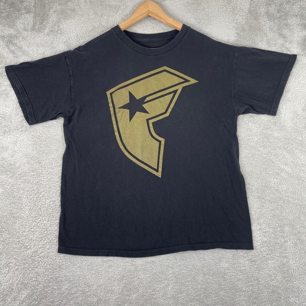 Famous Stars and Straps Shirt Mens Large Black Gold F Star Travis Barker Y2K